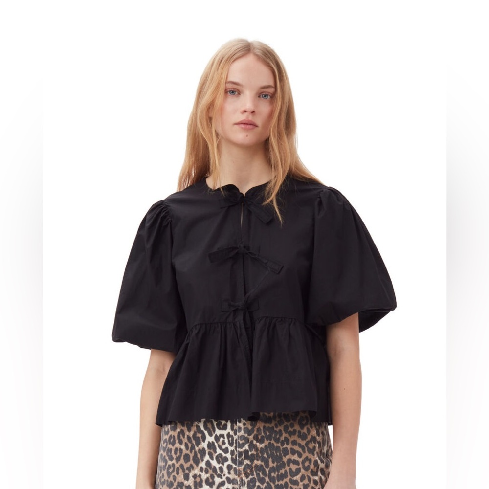 Ganni Peplum Tie Top Size 34